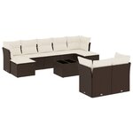 vidaXL Salon de jardin 10 Pièces avec coussins marron résine tressée