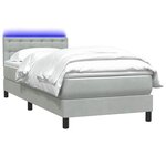 vidaXL Sommier à lattes de lit et matelas et LED gris clair 80x210 cm velours