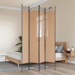 vidaXL Paravent 4 panneaux Beige 160 x 220 cm Tissu