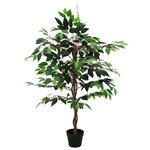 vidaXL Plante Ficus artificielle Vert 90 x 16 x 110 cm Tissu et bois