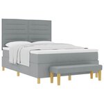 vidaXL Lit à ressorts avec matelas Gris clair 140 x 200 cm tissu