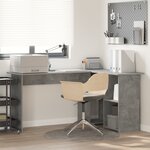 vidaXL Bureau gris béton Gris béton Panneau de particules Bureau d'ordi