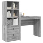 vidaXL Bureau avec tiroir avec étagère avec stockage 2 Pièces Gris Sonoma