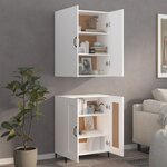 vidaXL Buffet haut Blanc 70x34x180 cm Bois d'ingénierie
