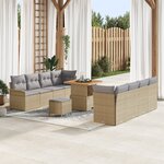 vidaXL Ensemble de sofa de jardin 11 pièces avec coussins en rotin poly beige acacia