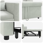 vidaXL Canapé Lit Simple Gris clair 90 x 165 x 87 cm Velours