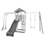 AXI Structure de jeu Beach Tower Blanc Gris  avec cadre d'escalade balancoire et toboggan Gris