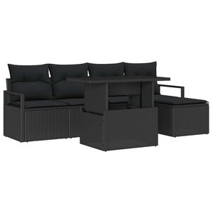 vidaXL Ensemble de canapé de jardin 6 Pièces Noir Poly rotin