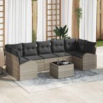 vidaXL Ensemble de canapé de jardin 8 Pièces Gris clair 55 x 55 x 37 cm