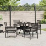 vidaXL Ensemble de salle à manger pour jardin 5 Pièces Noir Poly rotin