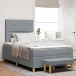 vidaXL Lit à ressorts avec matelas Gris clair 120 x 200 cm tissu