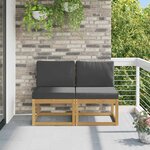 vidaXL 2 Pièce Sofa de milieu extérieur Bois d'Acacia Massif Blanc