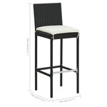 vidaXL Ensemble de bar de jardin avec coussins 5 Pièces Noir