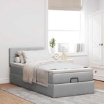 vidaXL Lit ottoman avec matelas gris clair 100x200 cm tissu