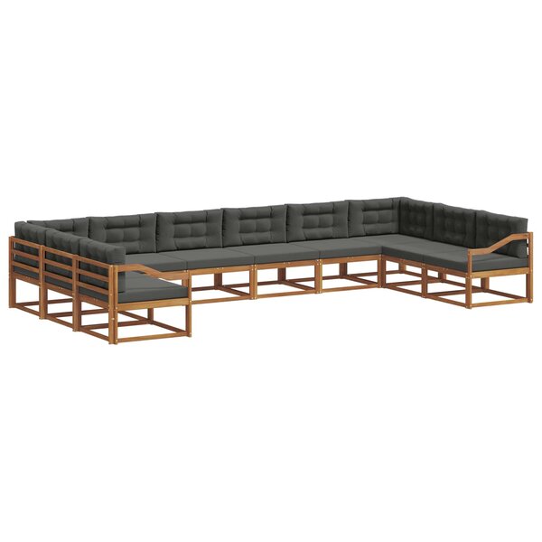 vidaXL Ensemble de canapés d'extérieur 10 pc Naturel et Anthracite