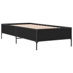 vidaXL Cadre de lit noir 90x190 cm bois d'ingénierie et métal