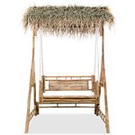 vidaXL Balancelle à 2 places avec feuilles de palmier Bambou 202 cm