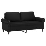 vidaXL Ensemble de canapés 3 Pièces avec coussins Noir Similicuir