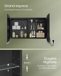 Miroir salle de bain avec éclairage armoire de toilette avec 2 prises ac 2 prises usb 2 étagères réglables coins arrondis 12_0006611