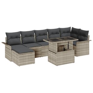 vidaXL Ensemble de canapé de jardin de 8 pièces avec coussins en rattan poly léger