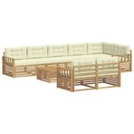 vidaXL Ensemble de canapés d'extérieur 9 pc Blanc et crème Polyester
