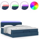 vidaXL Lit ottoman avec matelas et LED bleu 180x200cm tissu