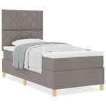 vidaXL Lit à ressorts avec matelas Taupe 100 x 200 cm tissu