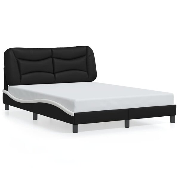 vidaXL Cadre de lit sans matelas Hvar noir et blanc 140x190 cm similicuir