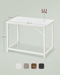 Bureau table poste de travail petite taille 100 x 50 x 75 cm pour bureau salon chambre assemblage simple métal style industriel blanc 12_0004684