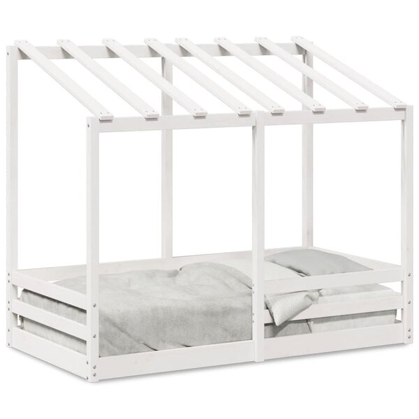 vidaXL Lit pour enfants avec toit blanc 70x140cm en bois massif de pin