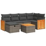 vidaXL Salon de jardin avec coussins 7 Pièces gris résine tressée