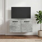 vidaXL Meuble TV mural Gris béton 59 5 x 41 x 30 cm Bois d'ingénierie