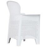 vidaXL Ensemble à manger d'extérieur 9Pièces Plastique Blanc Aspect rotin