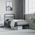 vidaXL Cadre de lit métal sans matelas avec tête de lit noir 90x190 cm