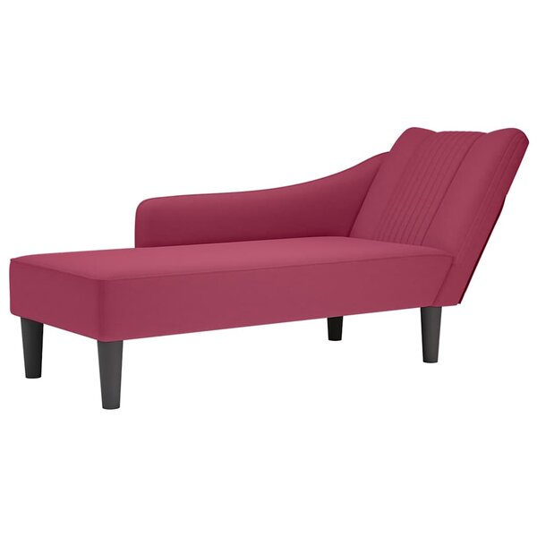 vidaXL Fauteuil long avec accoudoir droit rouge bordeaux velours