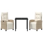vidaXL Ensemble de salle à manger de jardin 3 pièces en poly rattan beige