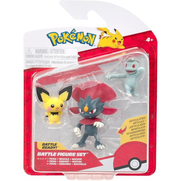 Jazwares PKW4083 - Pokémon Pack de 3 Figurines de Combat