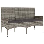 vidaXL Banc de jardin à 3 places avec coussins Gris Résine tressée