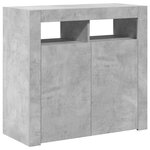 vidaXL Buffet avec lumières LED gris béton 80x35x75 cm