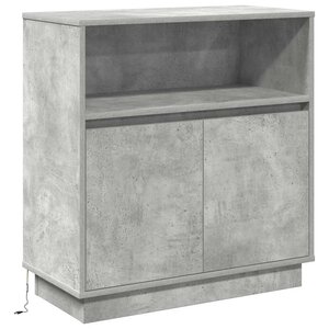 vidaXL Buffet LED Gris béton 71 x 34 5 x 75 cm Bois d'ingénierie