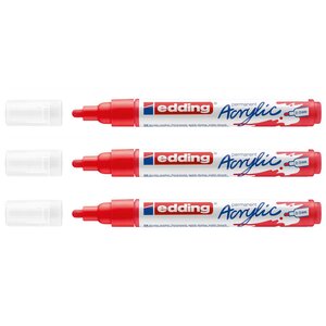 Marqueur Acrylique 5100 Rouge Trafic Pointe Moyenne 2-3 mm x 3 EDDING