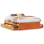vidaXL Cadre de lit sans matelas avec tiroirs brun cire 140x200 cm pin