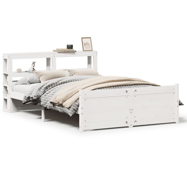 vidaXL Cadre de lit avec tête de lit sans matelas blanc 120x200 cm