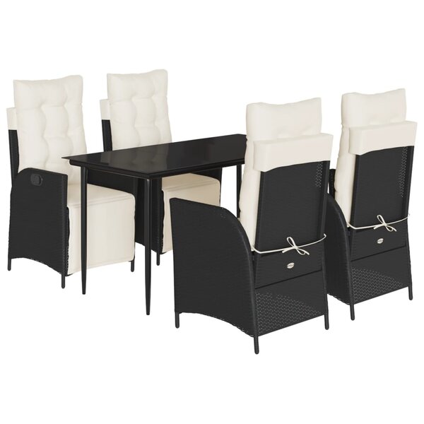 vidaXL Ensemble à manger de jardin coussins 5Pièces Noir Résine tressée