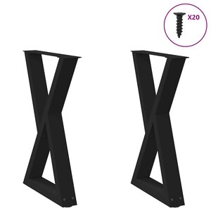 vidaXL Pieds de table à manger 2 pièces Noir 60 x (72-73 3) cm Acier