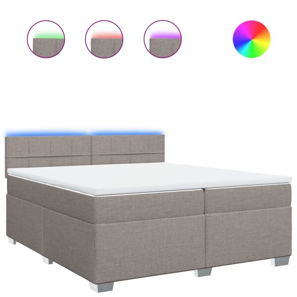 vidaXL Sommier à lattes de lit avec matelas Taupe 200x200 cm Tissu
