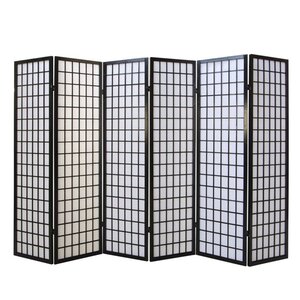 Paravent bois 6 pans Shoji noir