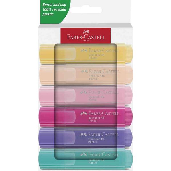 Surligneur TEXTLINER 46 PASTEL  étui de 6 FABER-CASTELL