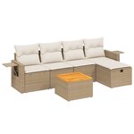 vidaXL Salon de jardin avec coussins 6 Pièces beige résine tressée