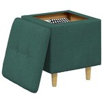 vidaXL Pouf de rangement avec coussin Vert foncé 40 x 40 x 45 cm tissu